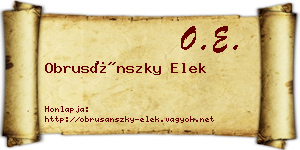 Obrusánszky Elek névjegykártya