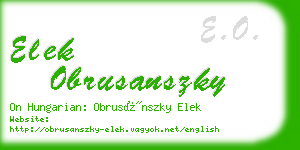 elek obrusanszky business card